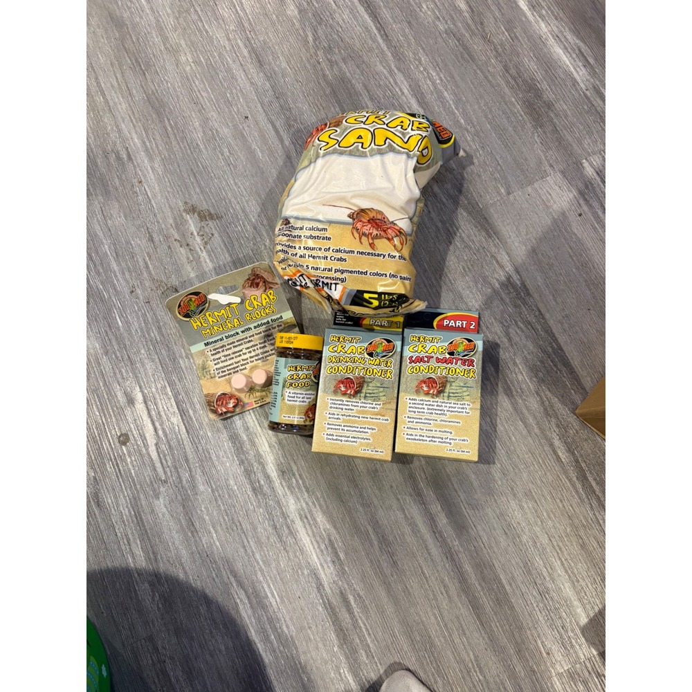 Zoo Med Hermit Crab Bundle 5lb Sand Food Water Conditioner Mineral Blocks Set